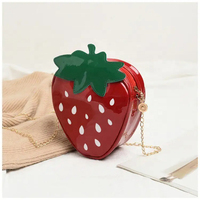 Mini bolsos bonitos para mujer, monederos femeninos de fresa personalizados, forma de bolso informal con cierre abierto y forro de poliéster
