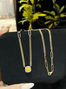 Collier chaîne cubaine en or 18 carats avec diamant naturel jaune de 0,63 ct, bijoux fins Xinfly AU750, vente flash - Product Image 2