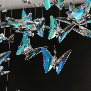 Có thể điều chỉnh chiều cao khách sạn cầu thang treo ánh sáng thiết kế nội thất Đèn chùm kính màu bướm giọt nước mưa xoắn ốc pha lê chuỗi - Product Image 3