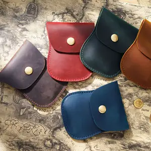 El yapımı çılgın at tam tahıl deri Cardholder sikke cüzdan Unisex Vintage stil değişim çanta ile nakit bozuk para cüzdanı dahil