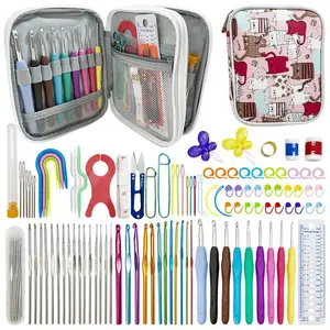 Venda quente completo Crochet Starter Kit Para Iniciantes Adultos Crochet Hook Set Com Case Knitting portátil crochet hook set