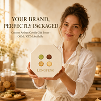 Boîte cadeau pour biscuits personnalisée en forme de prisme octogonal, haut de gamme, recyclable, avec étiquette dorée texturée, emballage en boîte à deux pièces de couleur crème