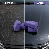 Éponge microfibre anti-rayures pour lavage de voiture, double couche absorbante, outil de nettoyage et de polissage doux, réutilisable