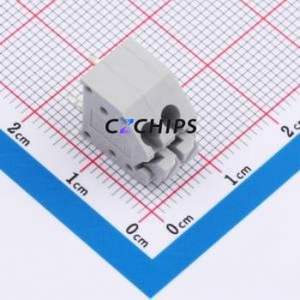 MX250-3.5-02P-B-GY01-Cu-A Spring Terminal Block P=3.5mm Connector ( Construction: 1x2P )( Pitch: 3.5mm )( Color: Gray ) - Product Image 1