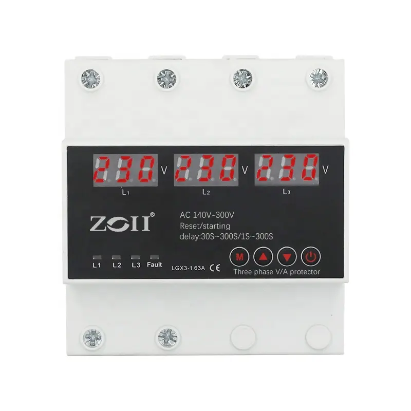ZOII Manufactured 3P 63A Electronic phase switch three Phase protector 3phase 380V voltage protector