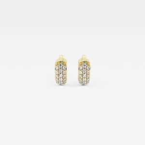 Pendientes de aro tipo huggie con segundo piercing, con diamante redondo cultivado en laboratorio de 1/5 ct, joyería elegante y minimalista para uso diario - Product Image 5
