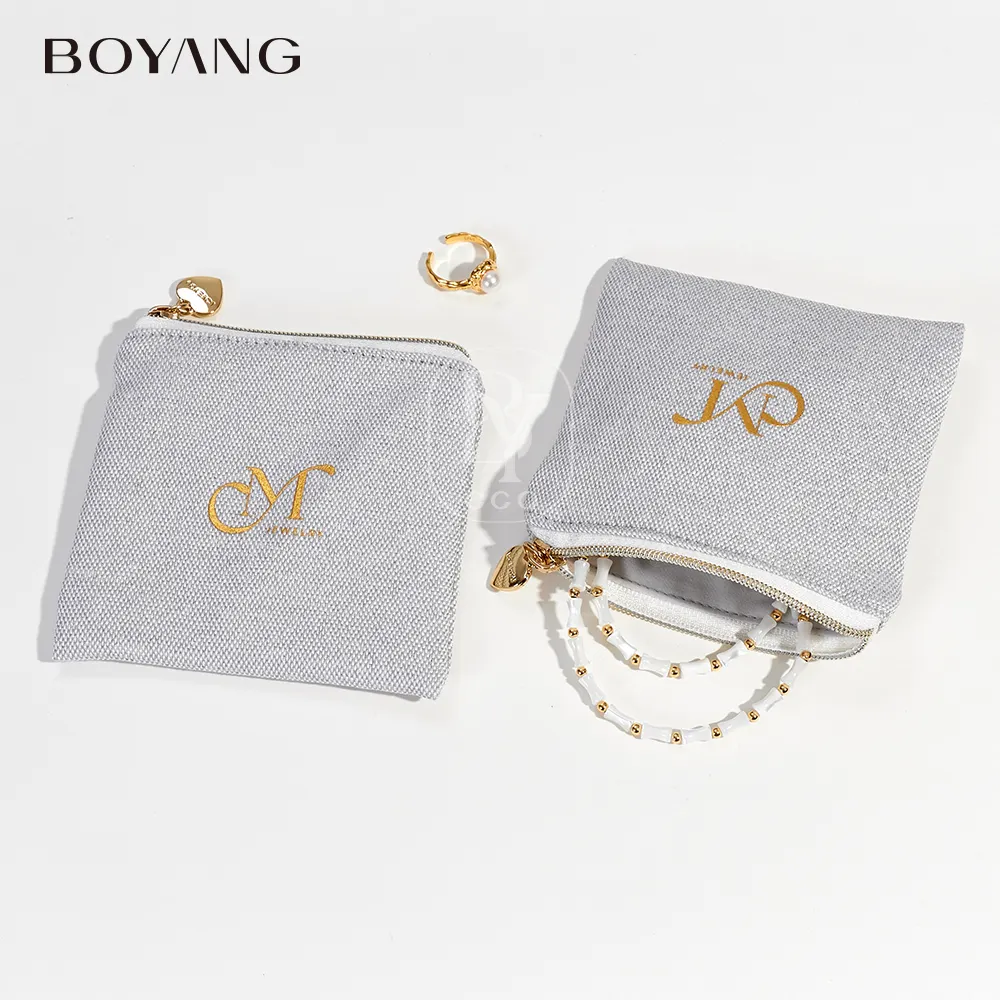 Boyang collana di lusso portatile personalizzato orecchino anello braccialetto custodia custodia in cotone porta gioielli da viaggio Organizer borsa