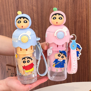 Botella de agua Tritan de Crayon Shin-chan de 500 ml con pajita y tapa para niños, diseño de dibujos animados para la vuelta al cole - Product Image 2