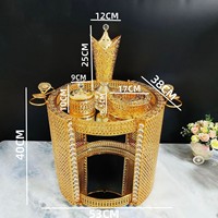 Ensemble d'encensoirs en métal doré avec plateau en cristal, décoration de table de luxe pour la maison et les mariages