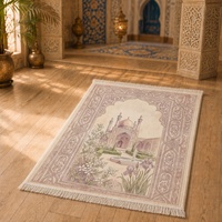 Tapis de prière islamique en flanelle épaisse 1,5 cm, tapis de prière musulman doux antidérapant, tapis Sajadah imprimé pour la maison, les voyages, cadeau