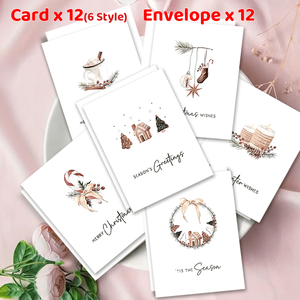 Enveloppes de cartes de Noël en carton personnalisées de haute qualité, cartes de vœux avec finition gaufrée, logo personnalisé, design vintage chaleureux, impression - Product Image 4