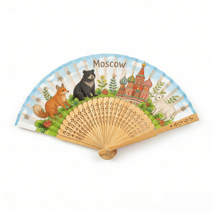 Ventaglio in Legno Personalizzato con Logo Stampato, Stile Mosca Russia, Vendita all'Ingrosso - Product Image 2