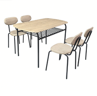 Ensemble de salle à manger simple avec table en MDF+PVC et 4 chaises, pour intérieur, modèle DS-116-E