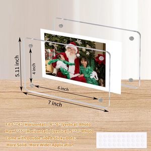 6 Pack 4x6 Cadres Photo Acrylique Réfrigérateur Magnétique Photo Affichage Double Face Transparence pour Réfrigérateur Mur Coloré Logo - Product Image 2