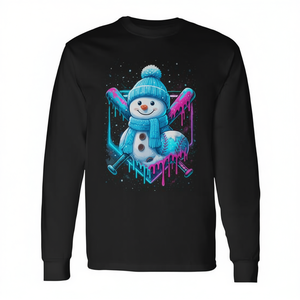 Camiseta de manga larga con diseño de muñeco de nieve de béisbol para niños, diseño divertido de invierno - Product Image 2