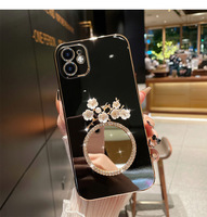 Coque de téléphone anti-chute TREND Flower Tide avec strass et placage miroir pour iPhone 17 Pro Max, 16 Pro Max, 15