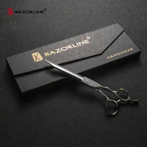 OEM/ODM Razorline AK02 Japan 440C Steel 7 Inch Beauty Salon Straight Barber Scissors