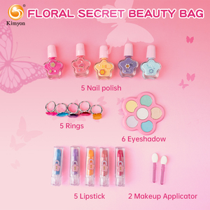 Ensemble de trousse de maquillage pour princesse Floral <span class=keywords><strong>Secret</strong></span> - Kit de jeu sûr pour enfants avec des bagues, des applicateurs et des accessoires de beauté - Product Image 3