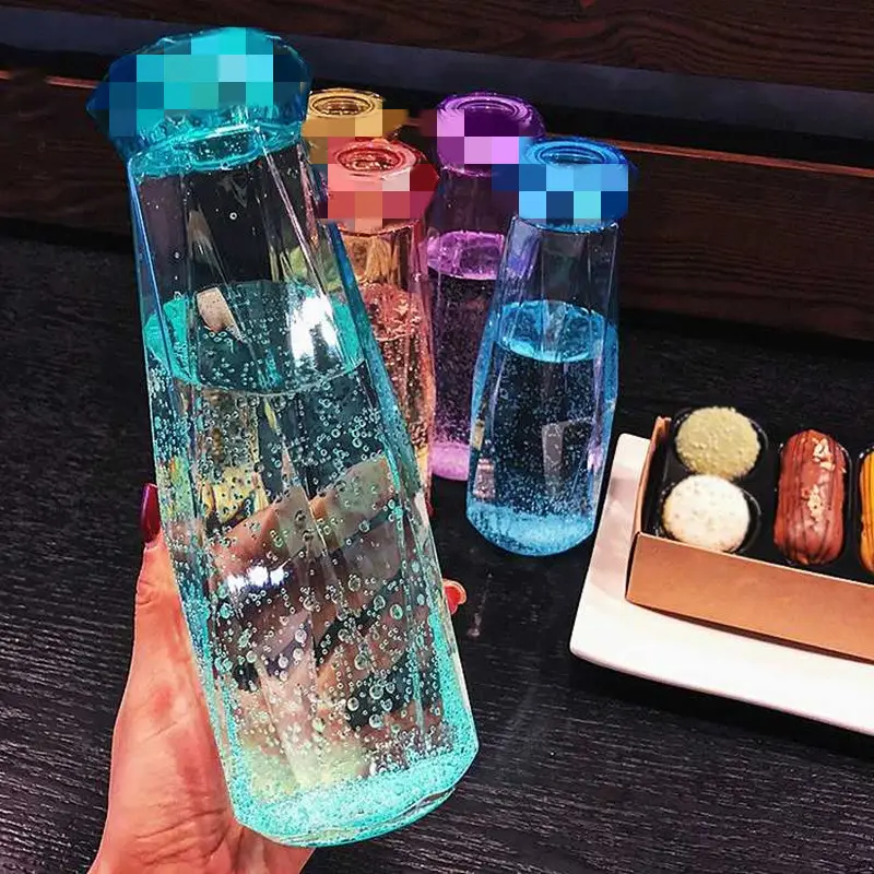 Diamant Tasse gerippt Wasser Glas Tasse benutzer definierte Logo Milchglas Tassen bunte Glas Wasser flasche als Geschenk Fabrik versorgung