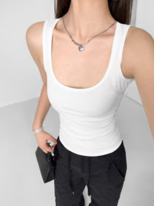 Camiseta sin mangas de algodón de alta elasticidad con cuello cuadrado, ajustada, sexy, deportiva, para <span class=keywords><strong>mujer</strong></span>, top de verano con <span class=keywords><strong>tirantes</strong></span> para chica - Product Image 5