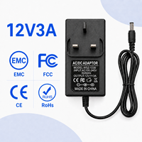 Services ODM/OEM : Adaptateur secteur mural stabilisé AC/DC 12V 3000mA 36W avec prise britannique pour décodeur TV