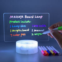 Lampe tableau lumineux avec 7 couleurs, marqueurs effaçables, tableau lumineux réinscriptible pour bureau, chambre d'enfant, veilleuse LED, décoration de chambre