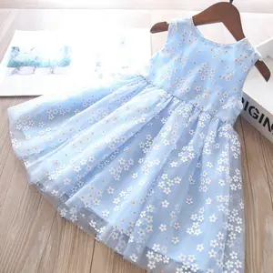 Высококачественная детская одежда, голубое платье, смешанные корейские платья для девочек, свадебное платье для детей