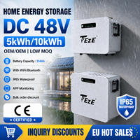 Batterie de stockage d'énergie domestique murale DC 48V 5kWh 10kWh, directement de l'usine - 314Ah/628Ah LiFePO4, étanche IP65, WiFi/Bluetooth