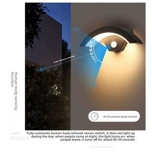 FY806 LED buitenlamp met bewegingsmelder, maanvormig, waterdicht, voor binnenplaats, balkon & entree - Product Image 2