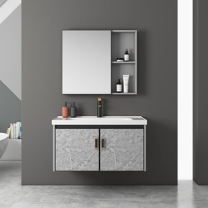 <span class=keywords><strong>Mueble</strong></span> de Baño para Hotel Tocador <span class=keywords><strong>con</strong></span> Lavabo Gabinete de Aluminio Lavabo de Piedra Sinterizada Gabinete de Baño Moderno <span class=keywords><strong>con</strong></span> Espejo - Product Image 4