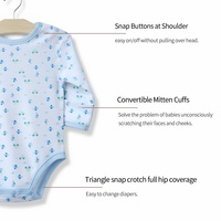 Combinaison bébé en coton biologique à manches longues avec boutons à l'épaule, imprimé animal, sans étiquette, pour nouveau-né, logo personnalisé