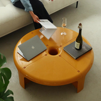 Table basse gigogne moderne du milieu du siècle, durable, en plastique brillant, pliable, pour salon, bureau à domicile