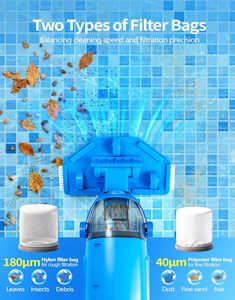 Vente directe d'usine, aspirateur de <span class=keywords><strong>piscine</strong></span> à forte aspiration 60L/minute pour <span class=keywords><strong>piscine</strong></span> hors sol, autonomie de <span class=keywords><strong>60</strong></span> minutes pour piscines enterrées - Product Image 5