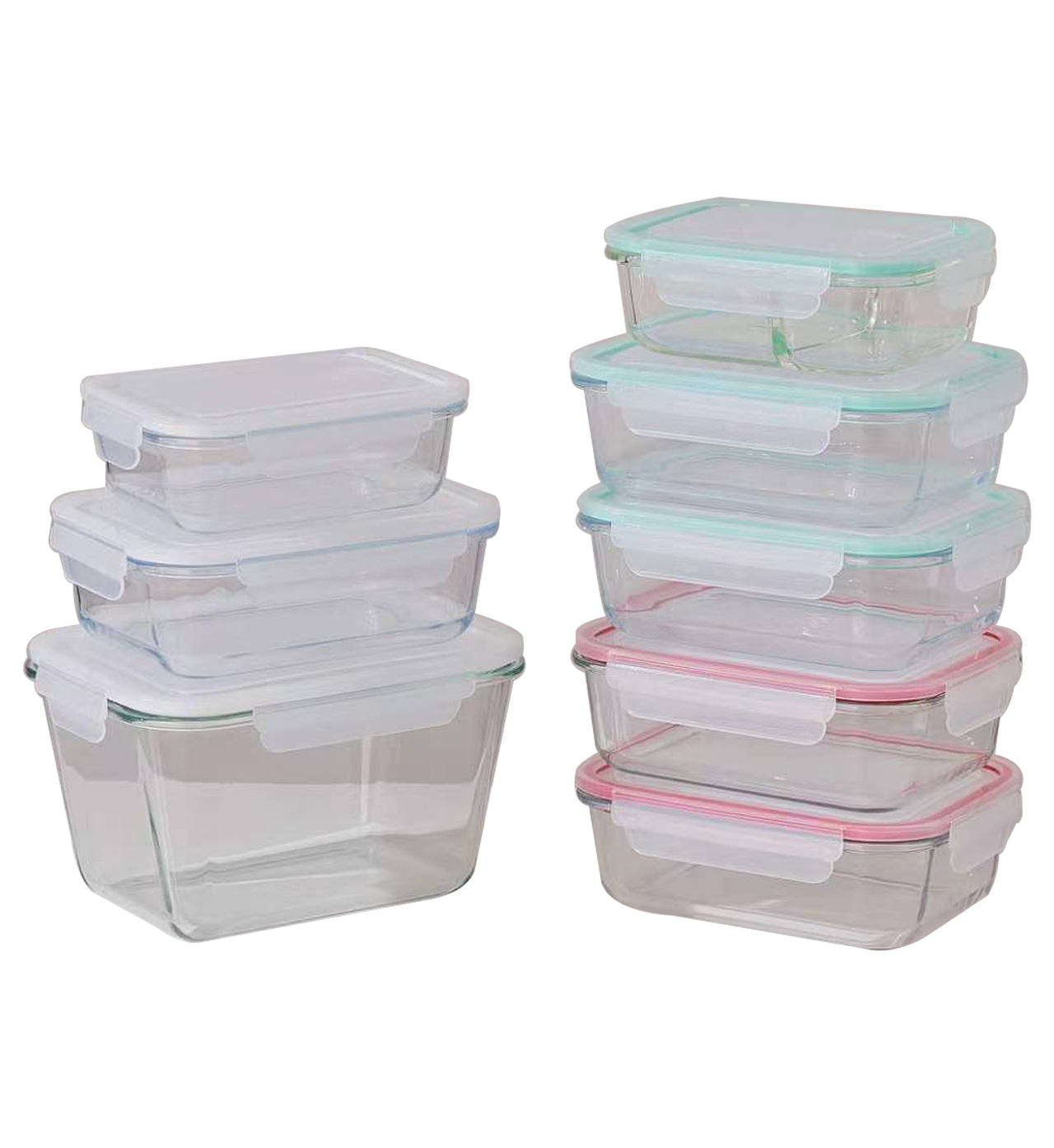 24-Piece Hot Selling High Borosilicate Glass Lunch Box PP Lid Meal Prep Eco-Friendly Stackable Food Storage Containers