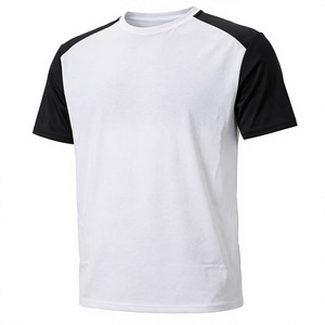 Men's White Black <b>Raglan</b> Sleeve <b>T</b>-<b>Shirt</b> Regular Fit Breathable Jersey cotton Polyester O-Neck Casual Solid Design - Product Image 3