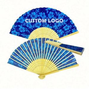 Factory Price Customized Design <b>Large</b> Size Folding Hand Fan <b>Plastic</b> Nylon Foldable Hand Fan Custom Printed Bamboo Folding Hand - Product Image 1