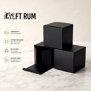 Boîte cadeau élégante noire mate à couvercle rabattable avec impression personnalisée, format sur mesure, pour présentation de marques de luxe en vente au détail - Product Image 1