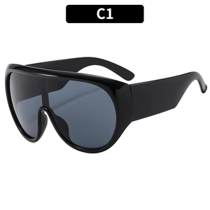 New Fashion Y2K Hip Hop <b>Large</b> <b>Frame</b> One Piece Lens PC UV400 Sunglasses Original Women Men Oversized Lunette De Soleil Luxe - Product Image 2