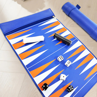 Tapis de jeu d'échecs en cuir PU imprimé professionnel, imperméable, portable, pour voyage, tapis de backgammon personnalisé pour jeu de backgammon