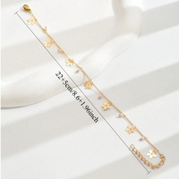 Bracelet tendance pour femme en acier inoxydable doré, fleur à cinq pétales, perle, cadeau d'anniversaire