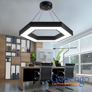 Văn phòng hiện đại ánh sáng lịch thi đấu <span class=keywords><strong>LED</strong></span> tuyến tính ánh sáng Cửa Hàng treo trần hình lục giác ánh sáng mặt dây chuyền - Product Image 3