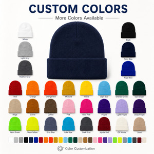 Custom Logo Knitted <b>Beanie</b> <b>Hat</b> 26 Colors Soft Acrylic Winter Warm Skull Cap Wholesale Promotional Blank Cuffed <b>Beanie</b> Navy - Product Image 3