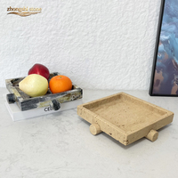 Luxe moderne gepolijste marmeren fruitschaal met adering, multifunctionele vierkante dienblad voor binnenhuisdecoratie in de keuken