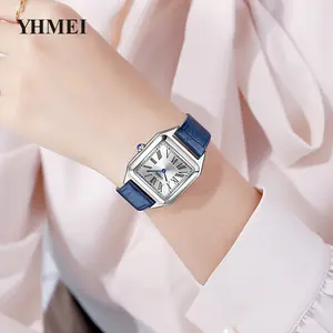Bracelet en cuir montre-bracelet personnalisé marque de luxe cadran carré montre dames en alliage de zinc mouvement à quartz femme montres