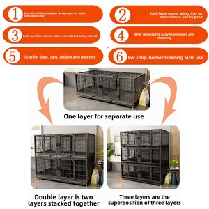 Dreistöckiger, extragroßer Haustier-Zuchtkäfig für Katzen, Hunde, Kaninchen und Tauben mit einfacher Montage - Product Image 3