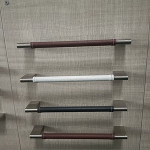 Stainless Steel Leather Cabinet Handles Bar Shape Modern Design Durable Furniture Handle For Cabinet <b>Doors</b> - Product Image 4