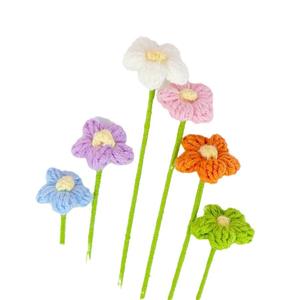 Mini Flor de Ganchillo Hecha a Mano, Tallo de 40 cm de Alto, Mini Flores de Ganchillo, para Decoración del Hogar, Regalo para la Sala de Estar - Product Image 3