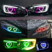 Nouvel Anneau LED RGB à Effet de Chasse Lumineuse pour Phares de Voiture, Décoration Auto en Forme de Cœur, Clignotants Séquentiels, Contrôle par Application