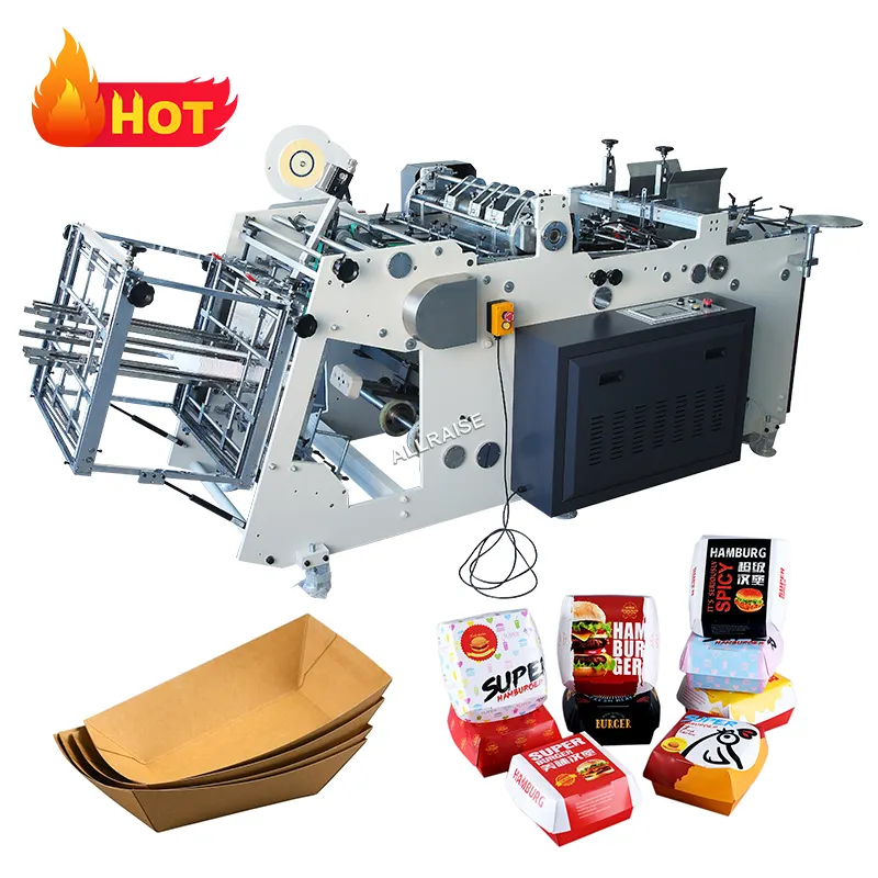 Volautomatische Afhaalmaaltijden Lunchbox Maken Machine Grade Kraft Burger Doos Oprichtmachine Noodle Papieren Doos Maken Machine