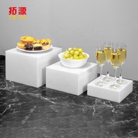 Acrylique PMMA blanc pour ensemble de présentoirs en cubes pour tables carrées avec logo personnalisé - Marque TOYIN